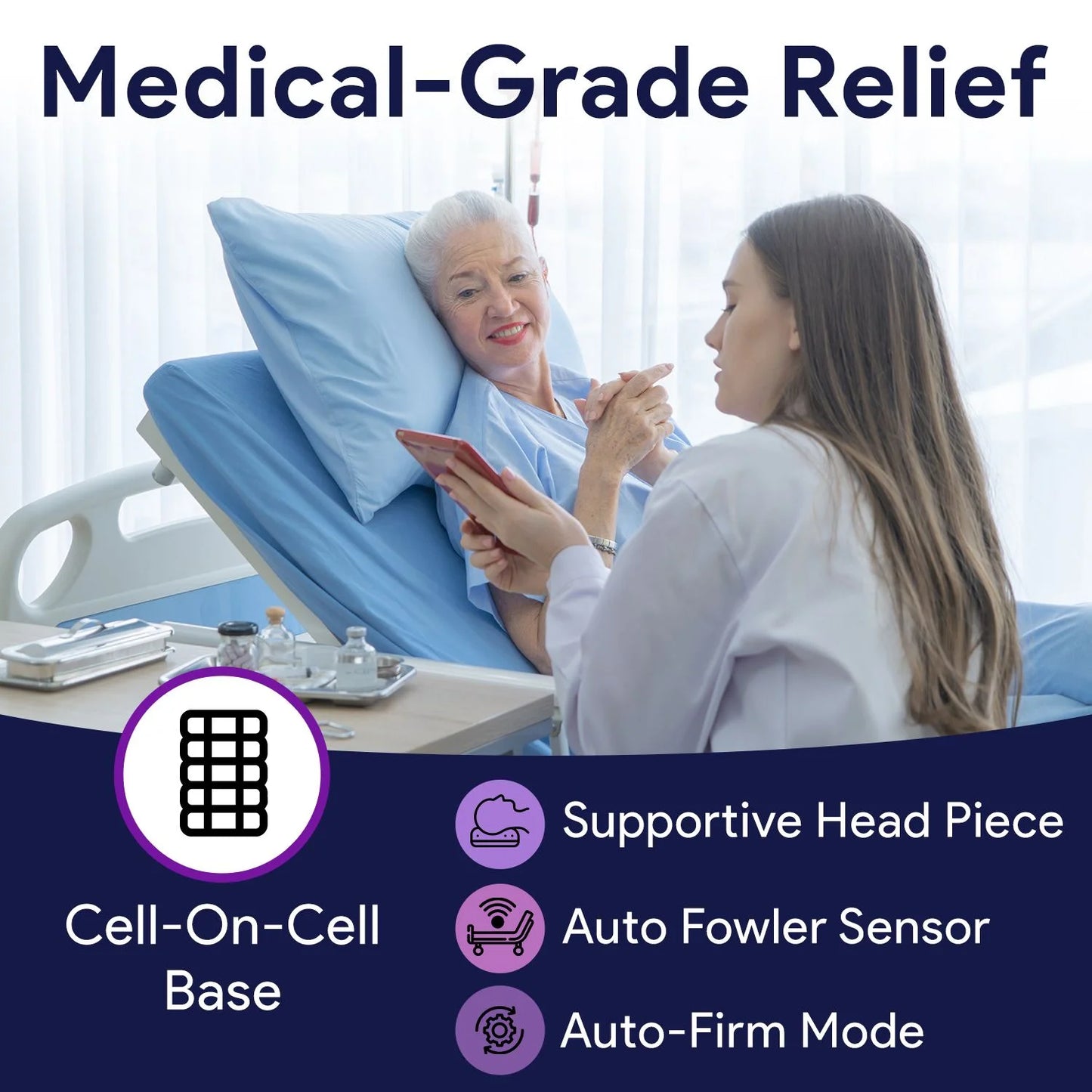 Proheal Bariatric True Low Air Loss Alternating Pressure Air Mattress with Pump & Side Air Perimeter - 42” x 80” x 8/11"
