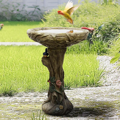24.4" H Cement Bird Bath for Garden- Fibre Reinforced Concrete Bird Baths for Outdoors, Large Size Vintage Carved Pedestal Birdbath for Patio, Yard, Lawn -20° Dia. X 24.4° H Bird Fountain