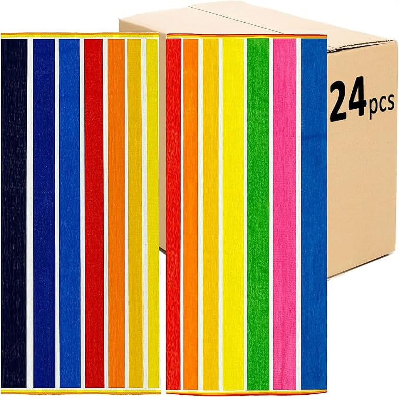 Ben Kaufman Sales 104850 30 x 60 in. Velour Graduated Stripe Towel, Multi Color - Pack of 24