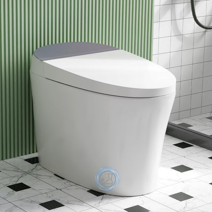 TROPOW Smart Toilet, Auto Flush Smart Toilet, Modern Toilet for Bathroom, Elongated Smart Tankless Toilet with Heated Seat, Foot Sensor Operation, Automatic Flush, LED lights, White