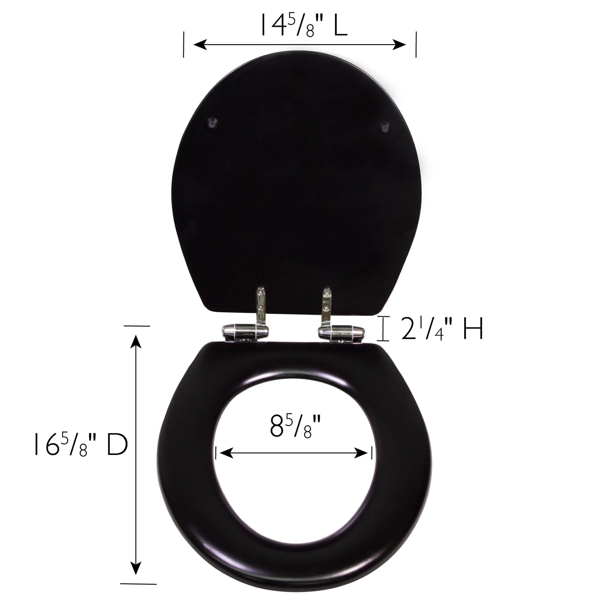 Dalton Toilet Seat Round Soft Close – Black Rustic Wooden Round Standard Toilet Seat for Bathroom – Design House, 561241-BLK