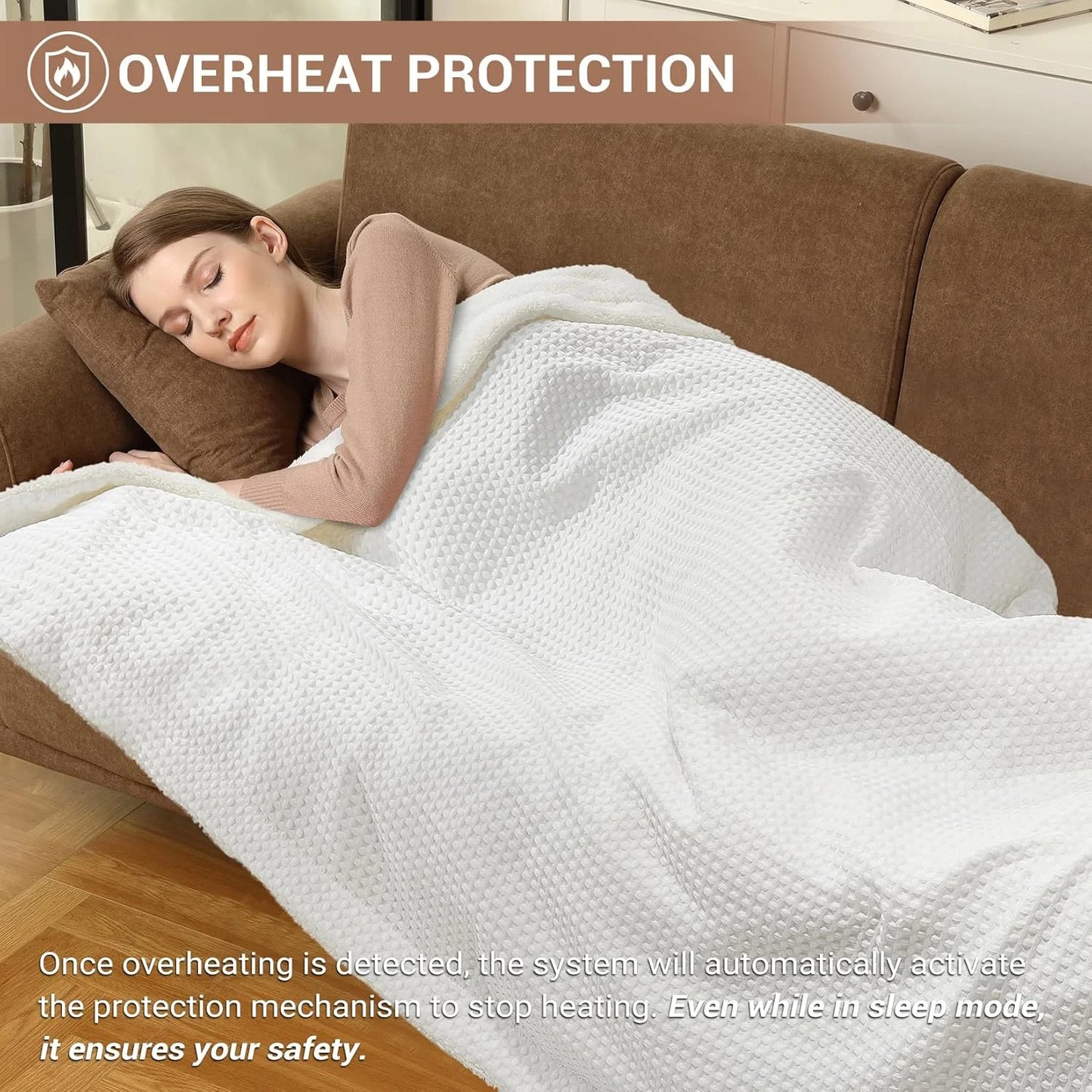 Heated Blanket Queen Size - Fast Heating Electric Blanket with Wireless LCD Controller, White, 84"x90"