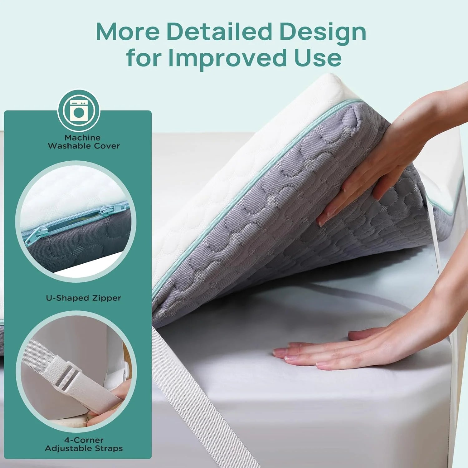 3 Inch Firm Mattress Topper Twin Size, Memory Foam Bed Topper with Soft & Firm Options for Back Pain Relief, Mattress Topper with 2-Sided Cover, Ergonomic 5-Zone Design, CertiPUR Certified