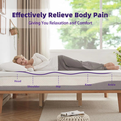 BDEUS 3 Inch Gel Memory Foam Mattress Topper Queen Size, Ventilated High Density Pad for Back Pain, Bed Topper with Removable Soft Cover, CertiPUR-US Certified