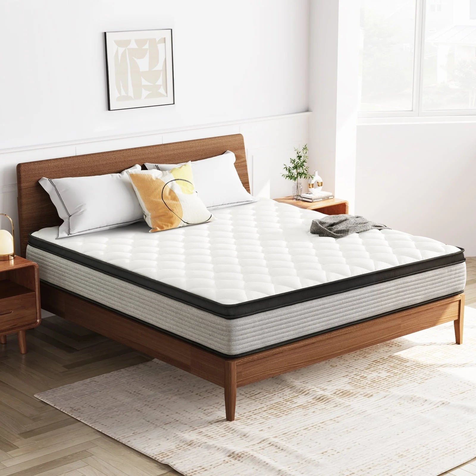 Queen Mattress,Madinog 12 inch Queen Size Innerspring Mattress, Hybrid Mattress in a Box