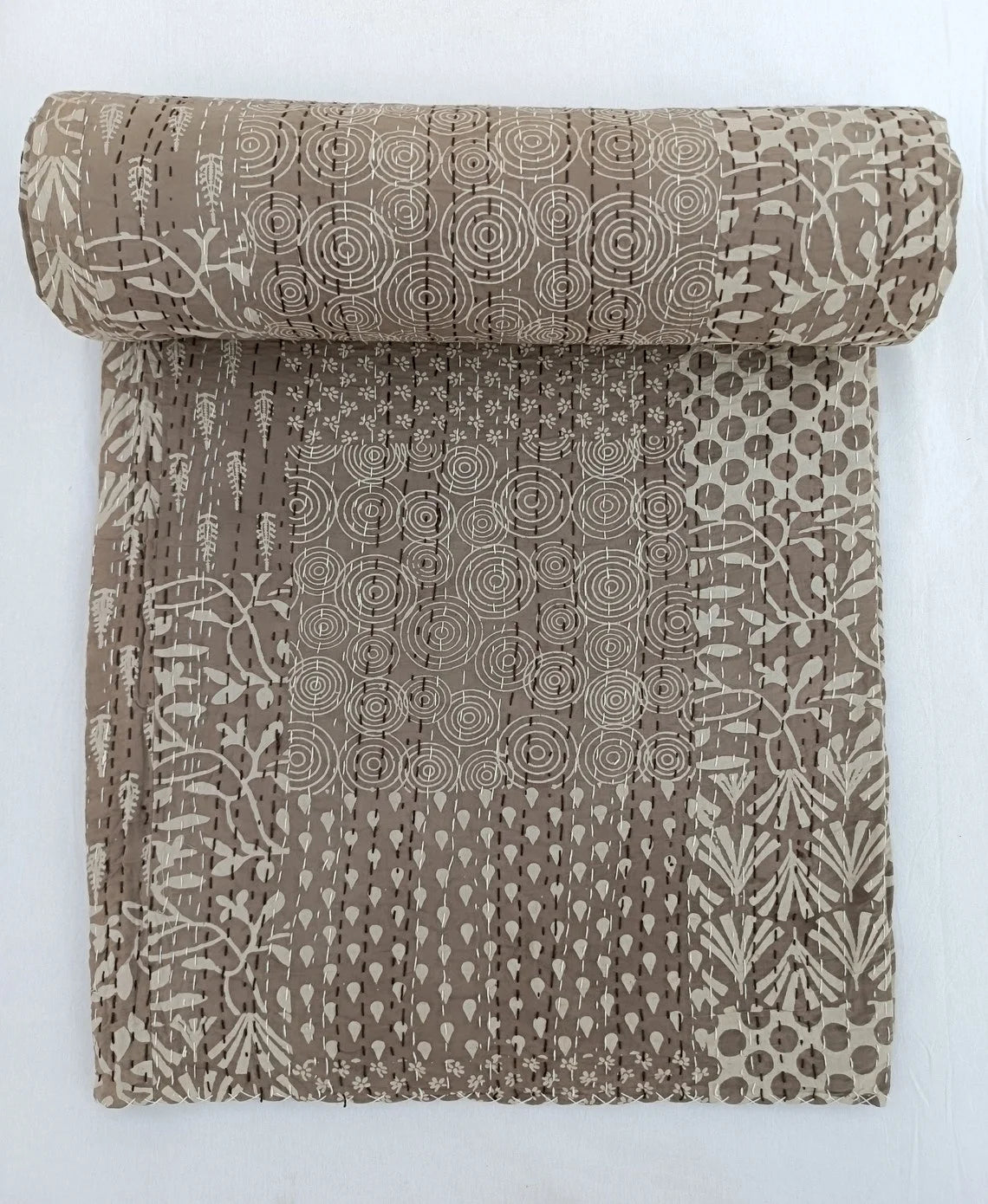 Handmade Kantha Quilt Unique Design Handmade Kantha Quilted Bedding Bedspread Handblock Print Throw Blanket Well-Looking Quilt
