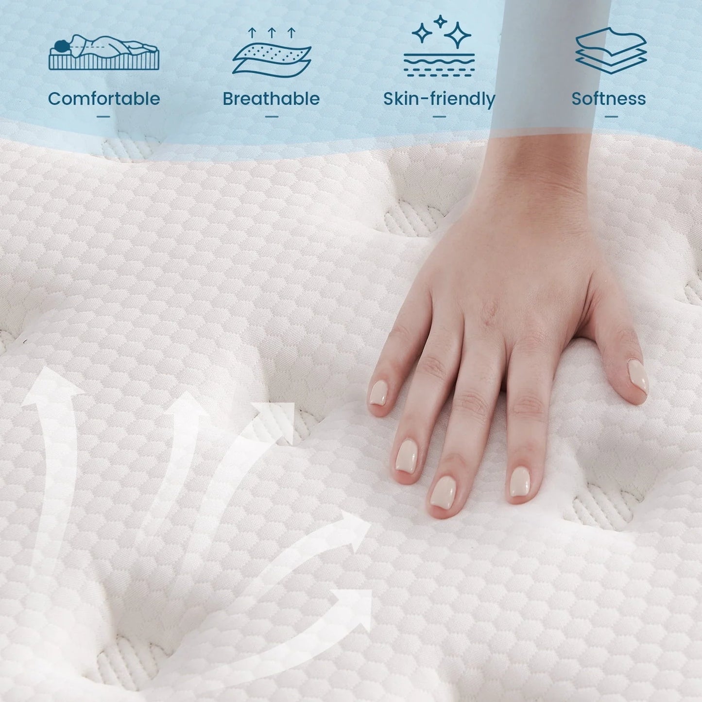Vantto Queen Mattress, 10 Inch Memory Foam Hybrid Mattress, Individual Pocket Springs Mattress with Pressure Relief, Motion Isolation, CertiPUR-US, 100 Nights Trial