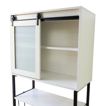 HLR Bathroom Storage Cabinet over Toilet with Sliding Door,Toilet Storage Iron Shelf, Wooden Cabinet