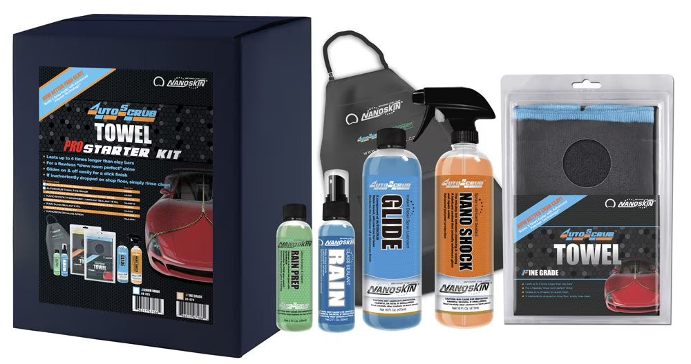 Nanoskin AUTOSCRUB Surface Prep Towel - Fine Grade Pro Kit - Clay Bar Replacement Tool to Remove Embedded Contaminants Before Wax & Coating | Safe for Painted Surface, Glass, Plastic, Metal & More