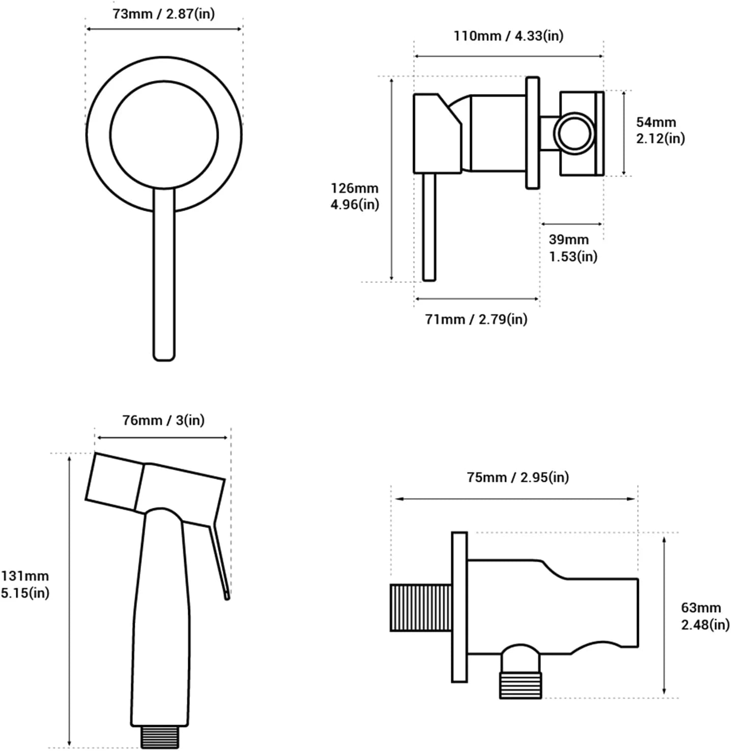 Bidet Faucet, Wall Mounted 2 Holes Brushed Gold Muslim Ducha Higienica Hot Cold Water Mixer Tap Handheld Toilet Washer Faucets