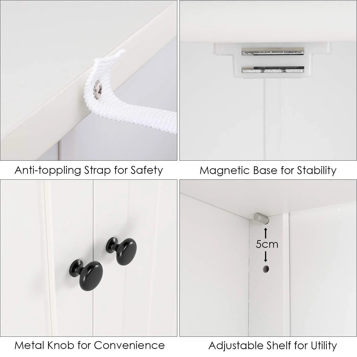 Homfa Bathroom Cabinets Freestanding, Bathroom Storage Floor Cabinet, White Storage Cabinets with Doors and Shelves