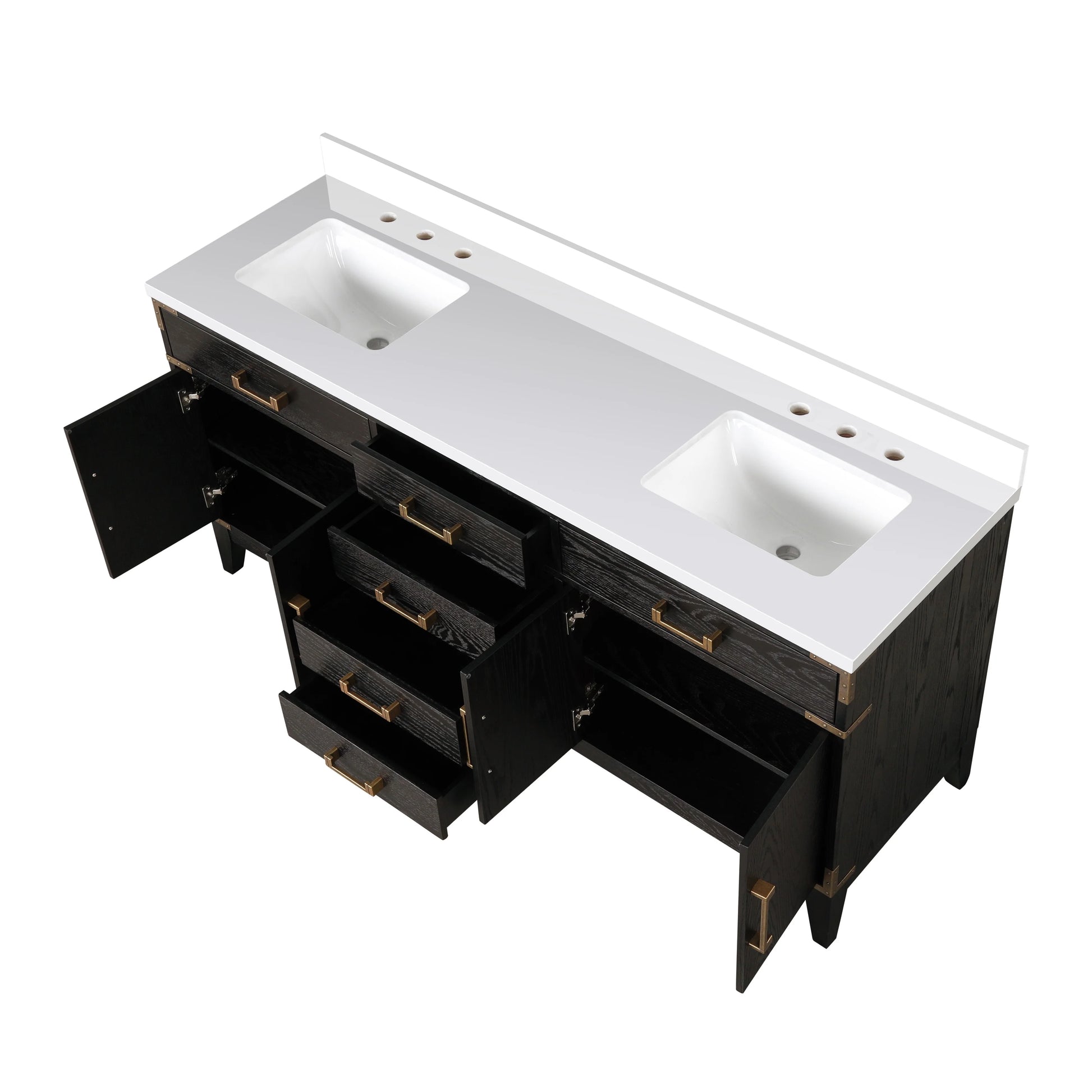 Laurel 60 in W x 22 in D White Oak Double Bath Vanity and Carrara Marble Top