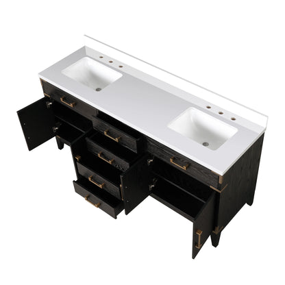 Laurel 60 in W x 22 in D White Oak Double Bath Vanity and Carrara Marble Top