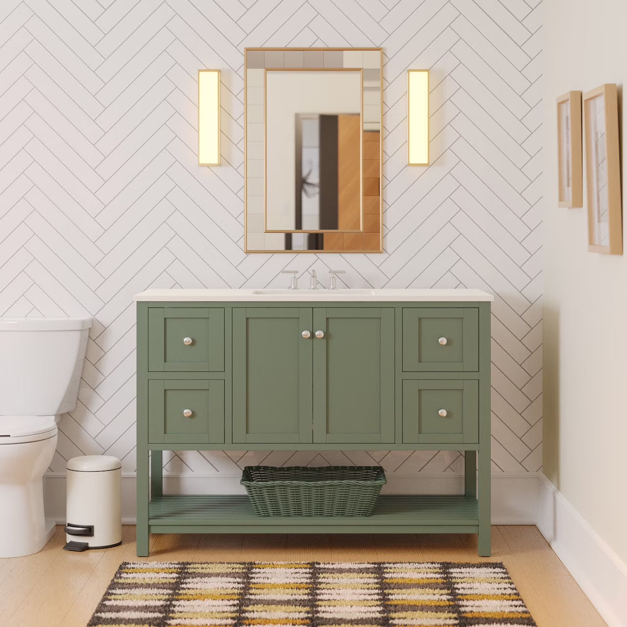 Lakeshore 48" Bathroom Vanity with White Cabinet and Engineered White Top