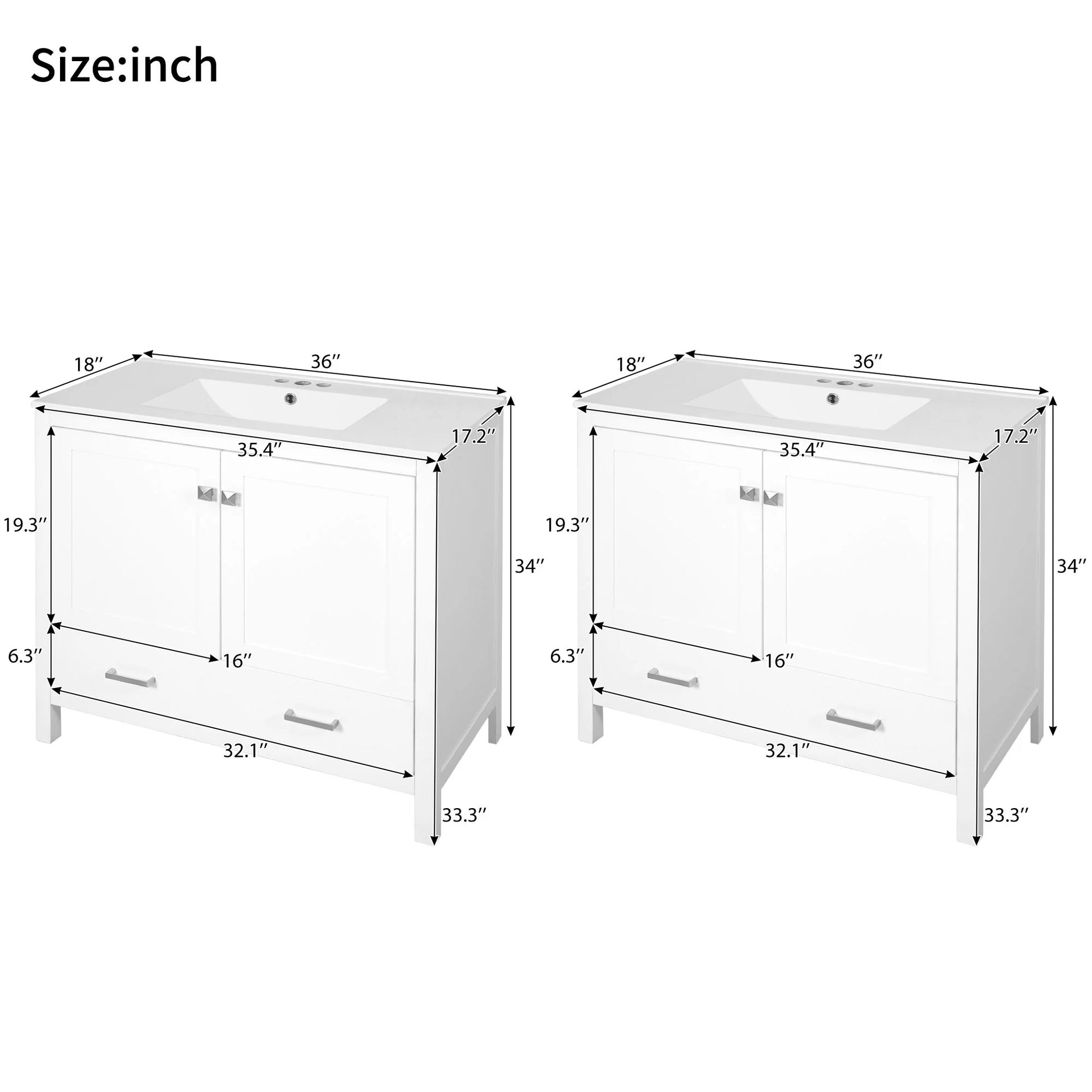 Harper & Bright Designs 72" White Bathroom Vanity Sink Combo with Soft-Close Doors, Bathroom Floor Cabinet with Storage