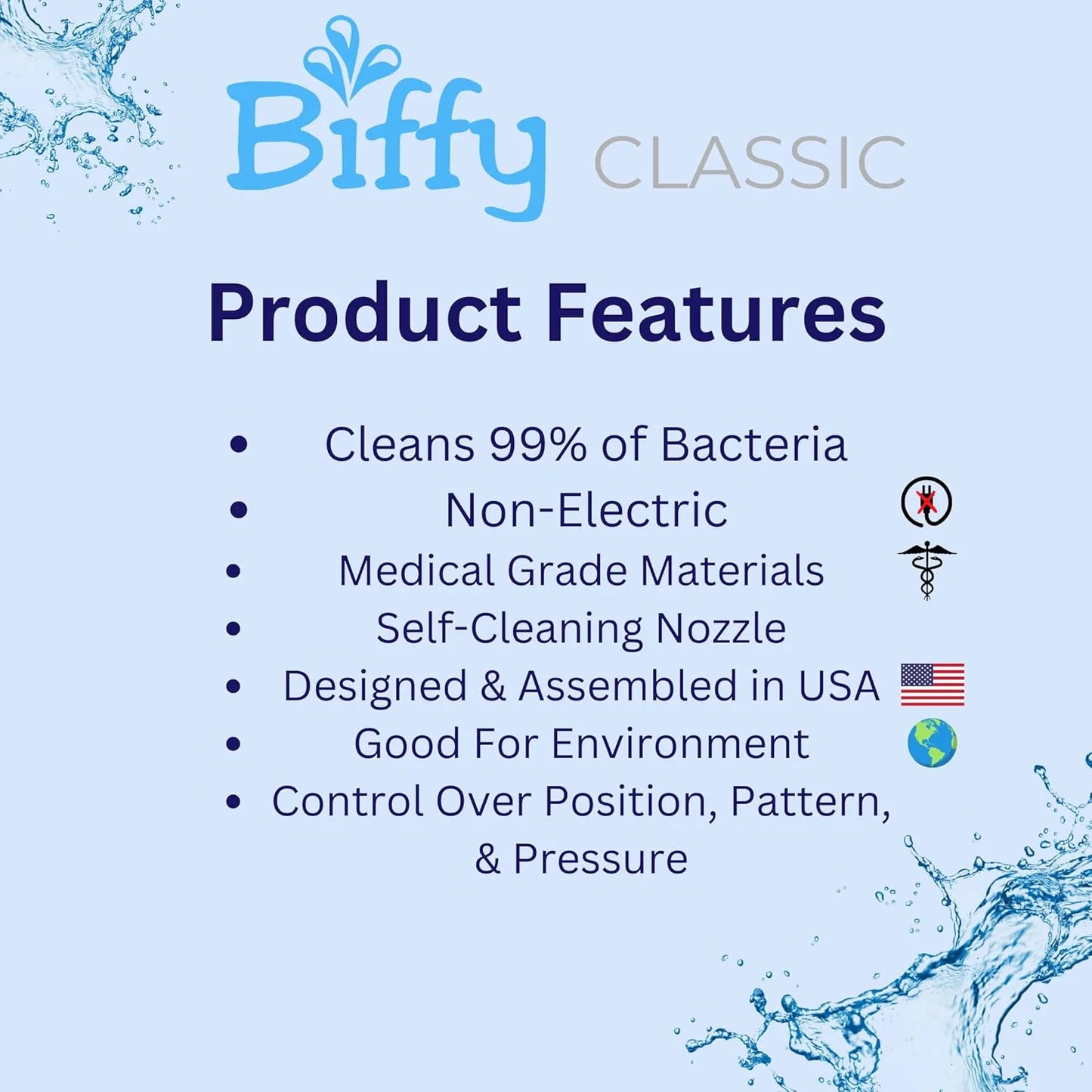 Classic (Universal) Bidet Attachment: Clinically Tested, Improved Hygiene, Self-Cleaning 8-Stream Nozzle, Non-Electric, Adjustable Water Pressure, Easy Install (Universal Classic)