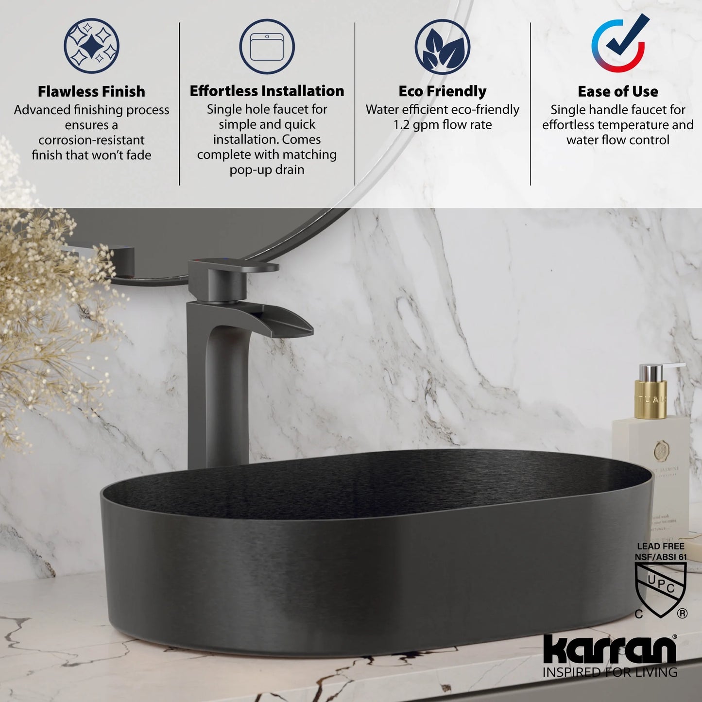 Karran Usa Kbf442 Kassel 1.2 GPM Vessel Single Hole Bathroom Faucet - Copper