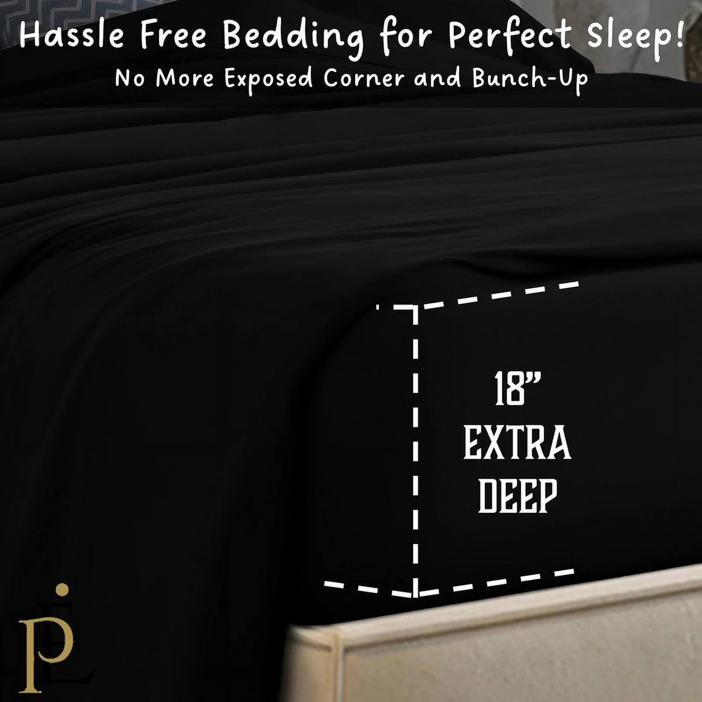 PRATYUX Split Queen 7-PC Bed Sheet Set (4-Pillowcases) 400-Thread Count 100% Egyptian Cotton Soft Breathable, 18" Deep Pockets - Black