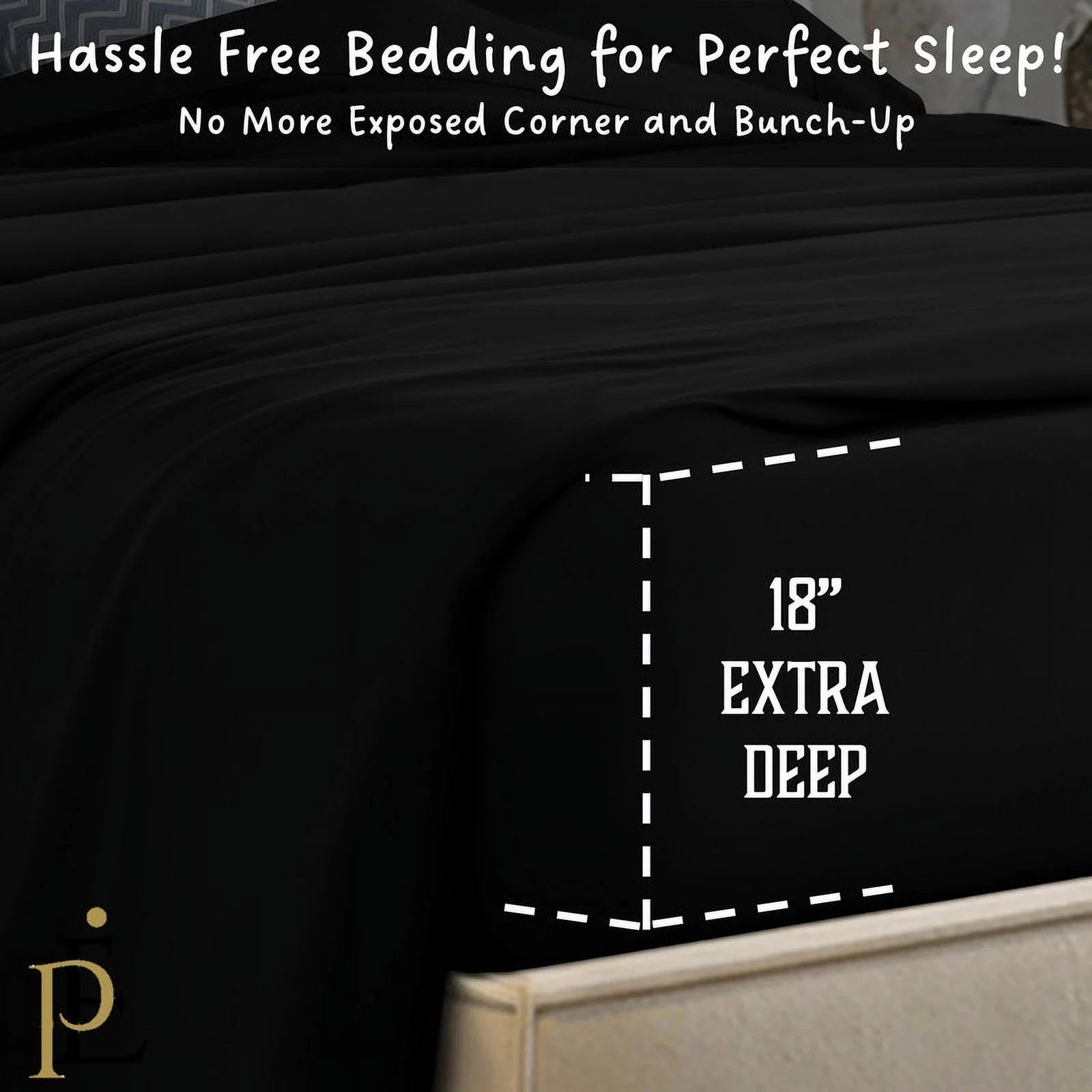 PRATYUX Split Queen 7-PC Bed Sheet Set (4-Pillowcases) 400-Thread Count 100% Egyptian Cotton Soft Breathable, 18" Deep Pockets - Black