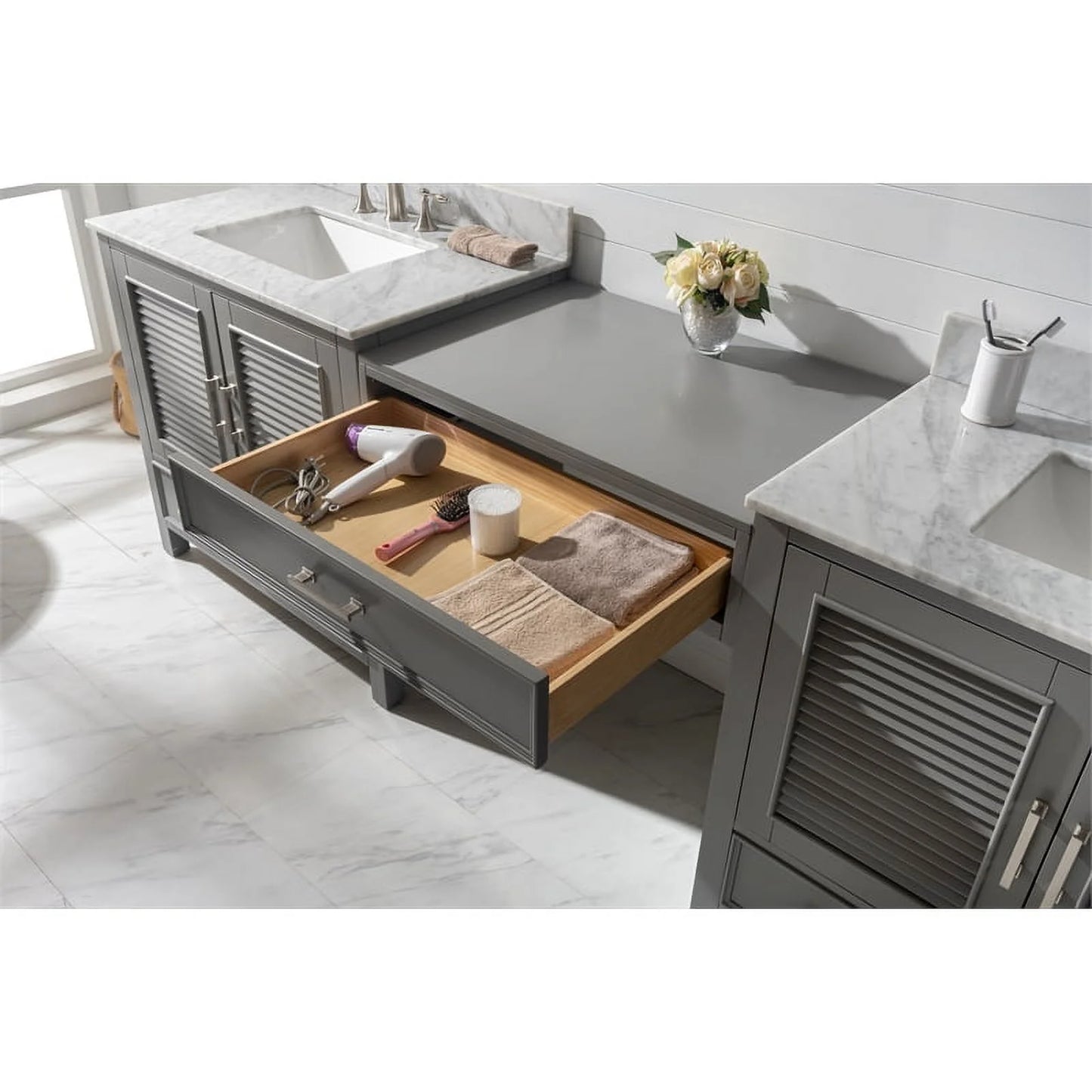 Design Element Estate 102" Double Sink Bathroom Vanity Modular Set in White