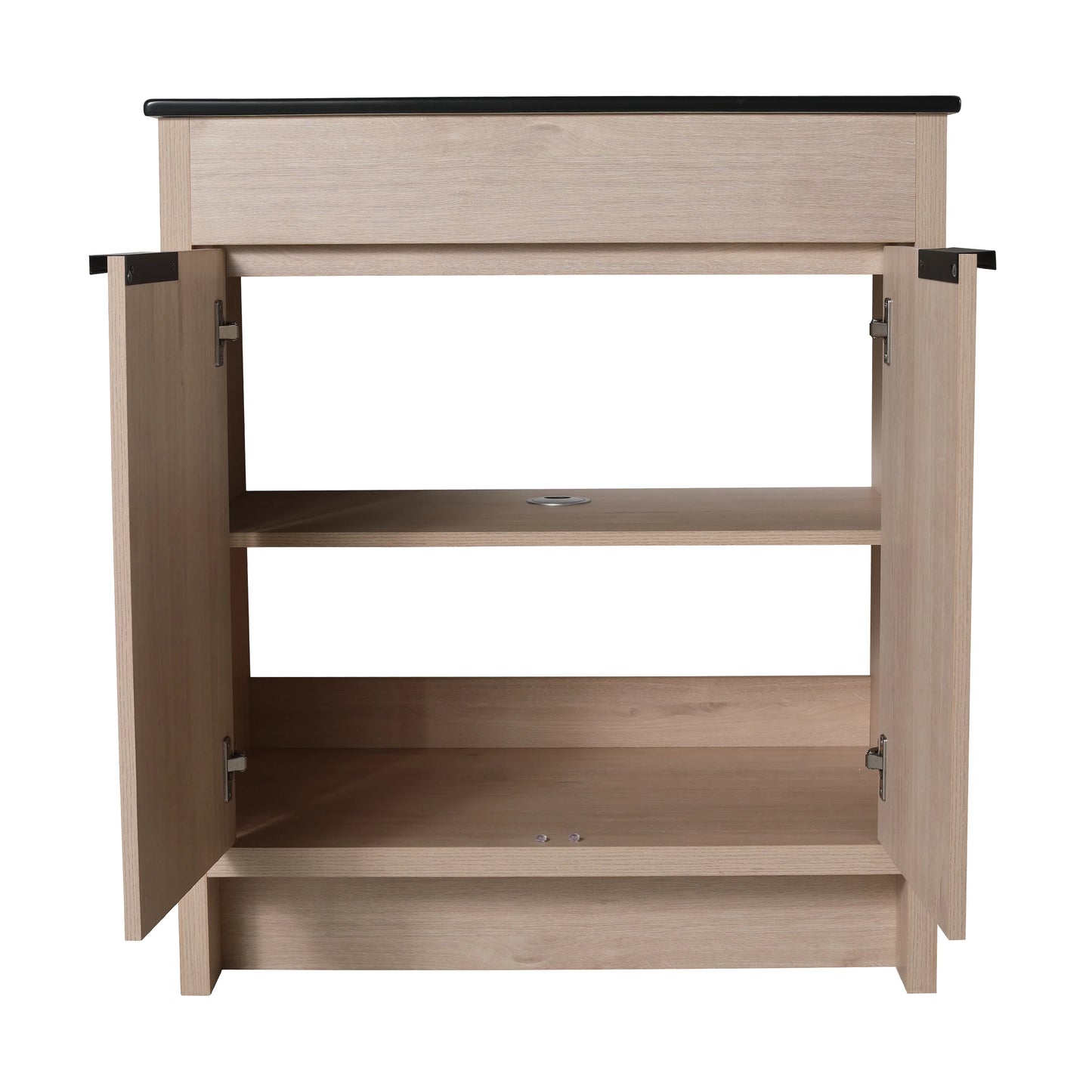 Holaki 30 Inch Freestanding Bathroom Vanity with Black Ceramic Sink & 2 Soft-Close Cabinet Doors, Plain Light Oak