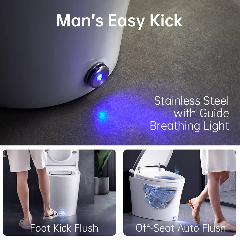 EPLO Smart Toilet Bidet, Auto Open/Close Lid,Foam Shield Splash Proof,Auto Flush,Elongated Toilet