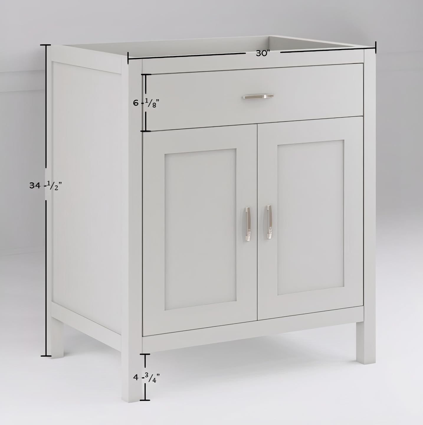 30" Grey Freestanding Bath Vanity Tip-Out Drawer Sink Cabinet Without Top