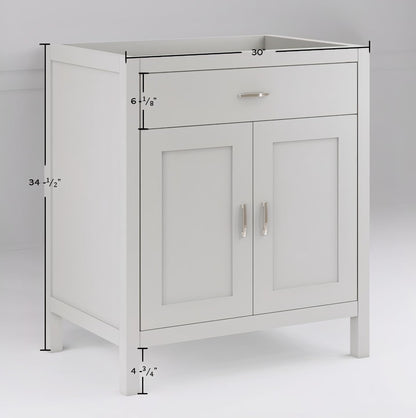 30" Grey Freestanding Bath Vanity Tip-Out Drawer Sink Cabinet Without Top
