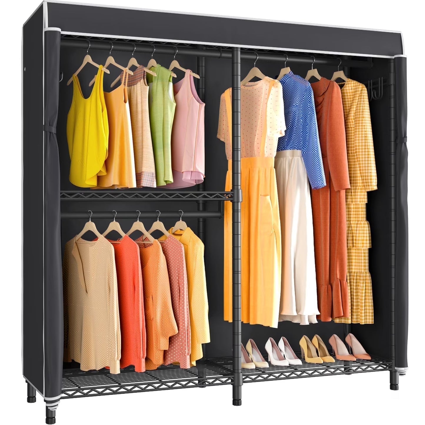 VIPEK V4 Garment Rack Bedroom Armoires Compact Freestanding Closet Storage Organizer, Portable Wardrobe Closet Heavy Duty Clothes Rack Metal Clothing Rack, Black