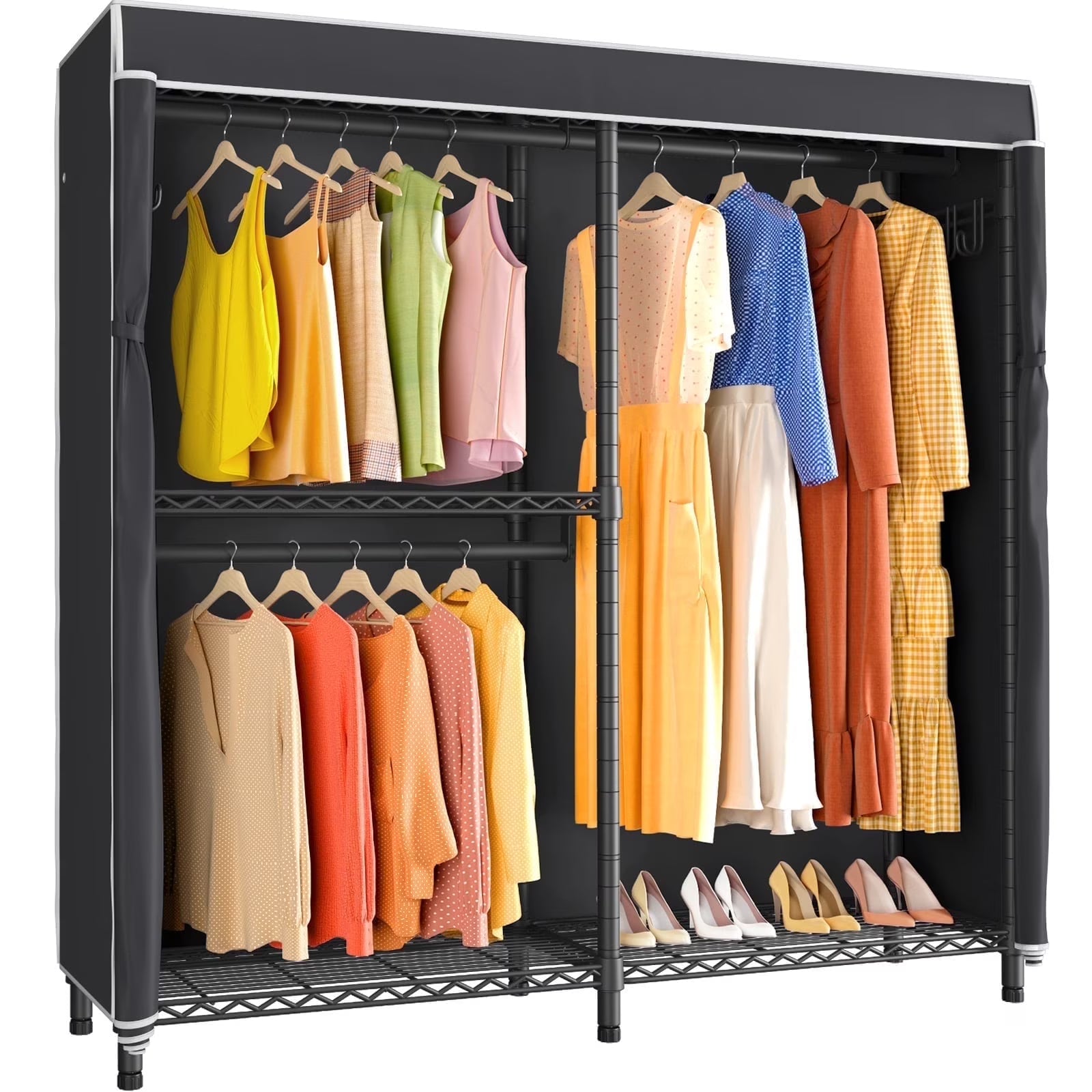 VIPEK V4 Garment Rack Bedroom Armoires Compact Freestanding Closet Storage Organizer, Portable Wardrobe Closet Heavy Duty Clothes Rack Metal Clothing Rack, Black