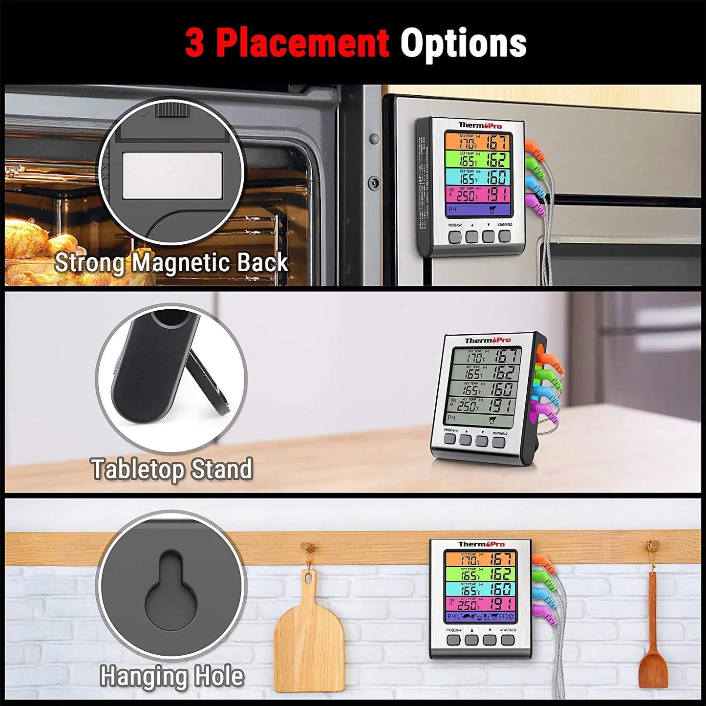 ThermoPro TP17H Colour LCD Display Cooking Thermometer with 4 Temperature Probes