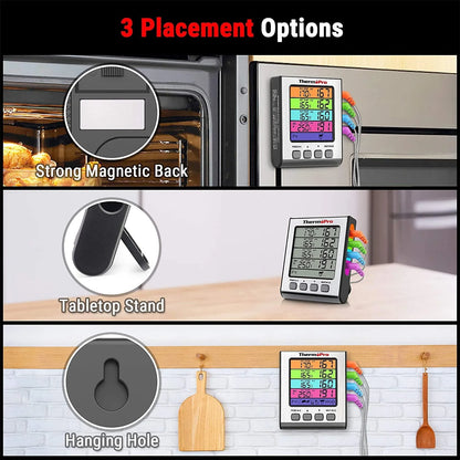 ThermoPro TP17H Colour LCD Display Cooking Thermometer with 4 Temperature Probes