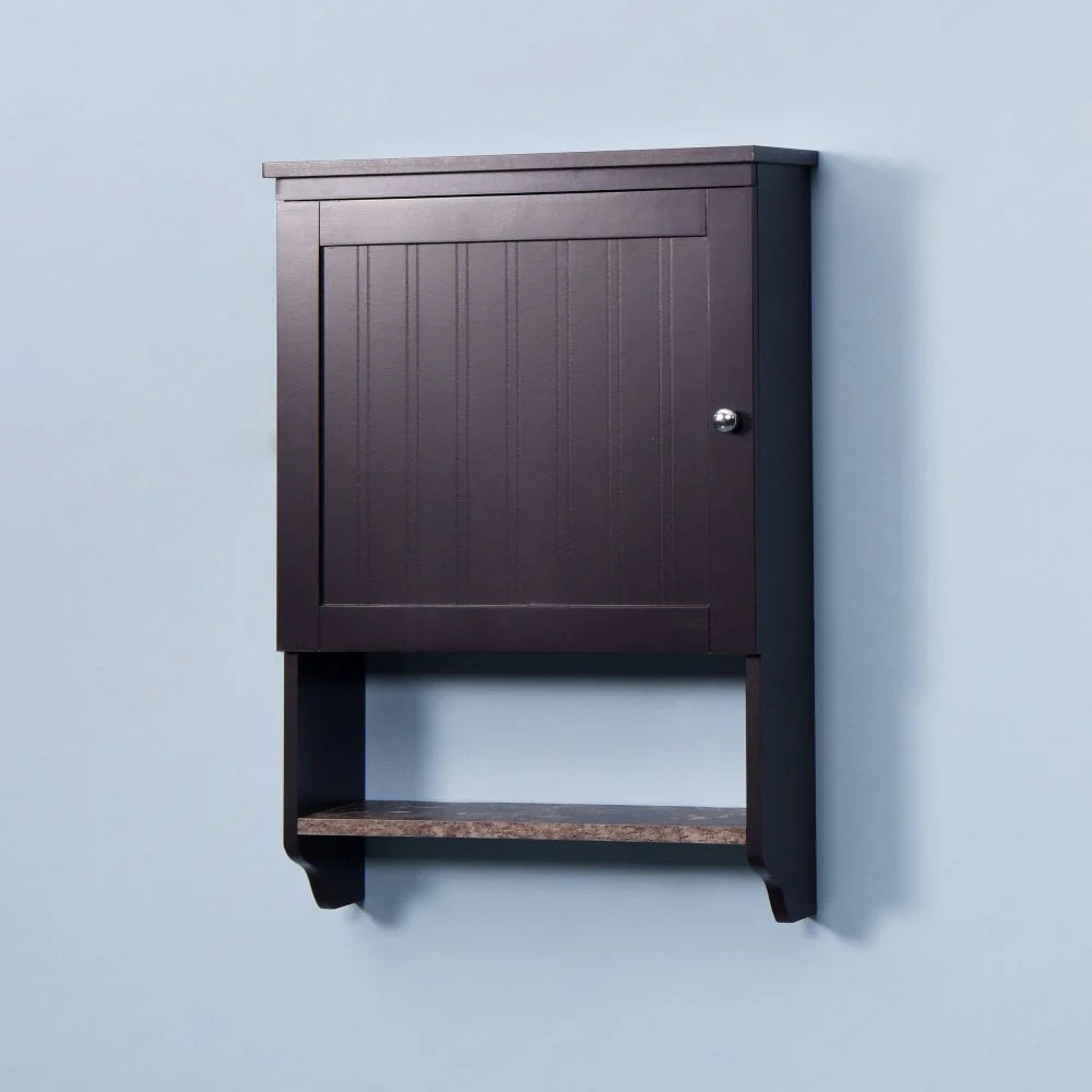 Tcbosik Bathroom Storage Cabinet Wall Mounted with Door, Wood Hanging Cabinet, Wall Cabinets with Shelves Over The Toilet (Espresso)