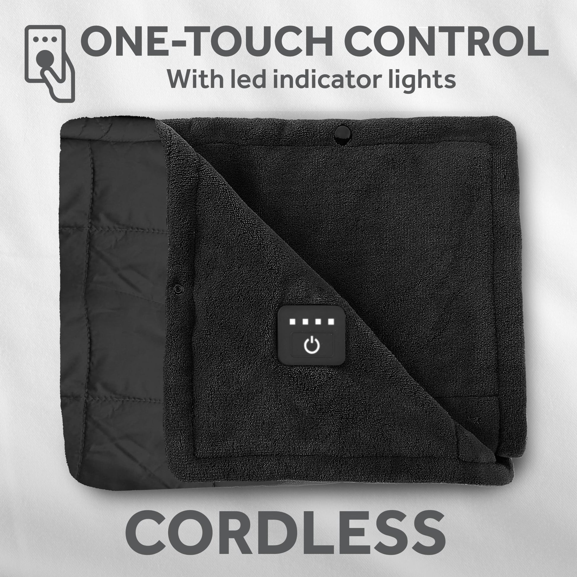 Sunbeam On-the-Go Cordless Heated Throw Blanket with Hood Black Nylon/Microplush 50x66