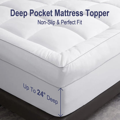 Down Alternative Mattress Topper Twin- Pillow Top Mattress Topper Mattress Pad 8-24" Deep Pocket