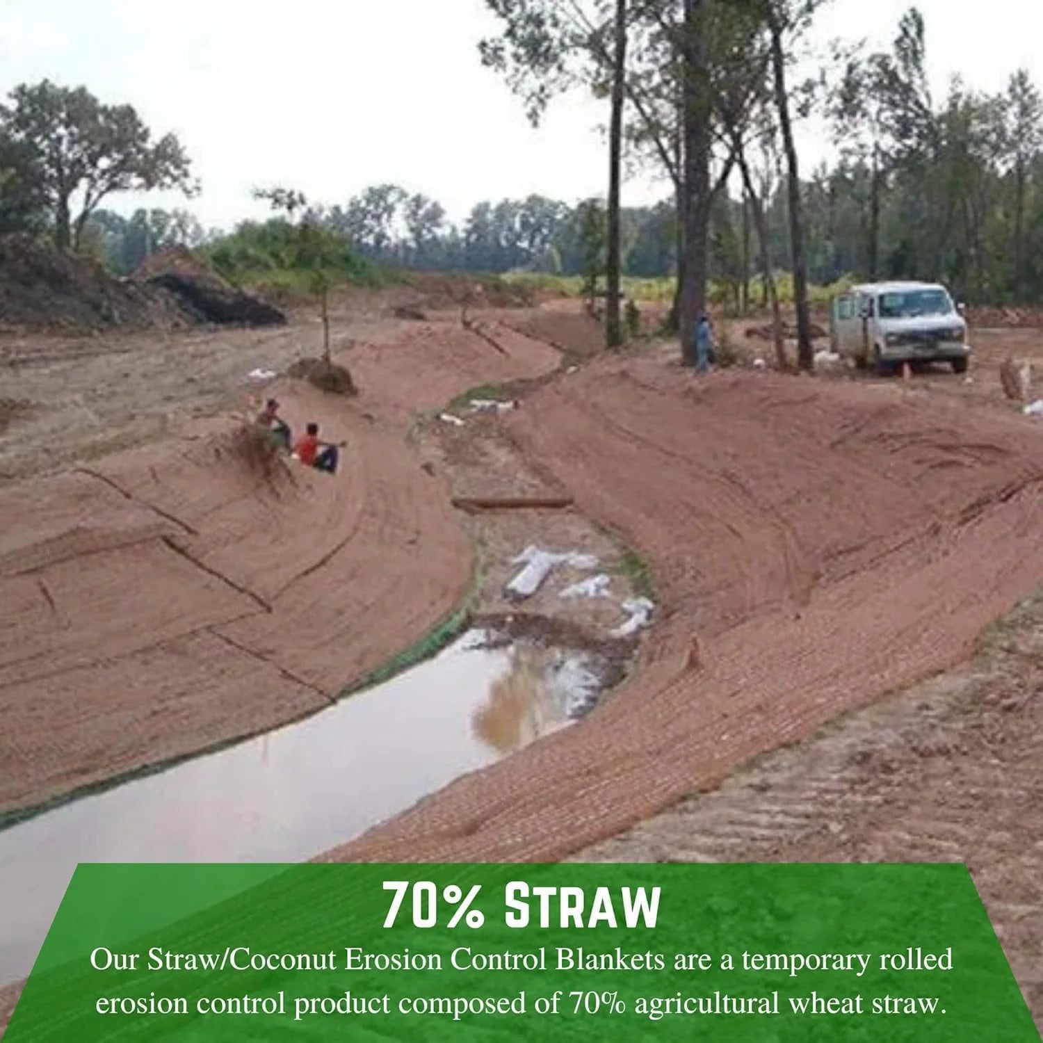 100% Biodegradable Erosion Control Blanket - Straw/Coconut Erosion Control Blanket, Straw Garden and Landscape Cover, Erosion Control Blanket, Straw Blanket, Erosion Control (2' x 112.5')