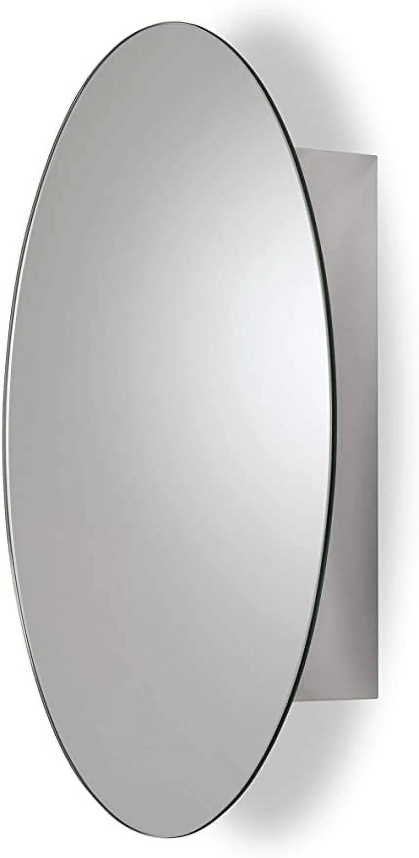 Croydex Tay Oval Stainless Steel Mirror Cabinet, Bathroom Medicine Cabinet (18x26in)