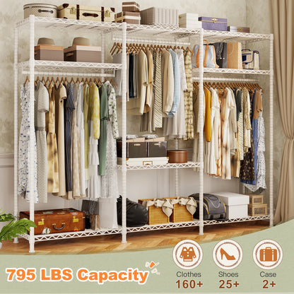 EnHomee Clothing Rack Portable Closet Organizer with 9 Shelves & 3 Rods,Heavy Duty Adjustable Wardrobe Rack 795 LBS CapacityBlack