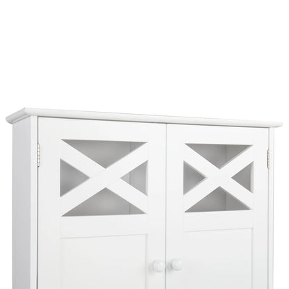 Ktaxon Over the Toilet Storage, Bathroom Storage Cabinet Organizer with Adjustable Shelf Double Doors, White