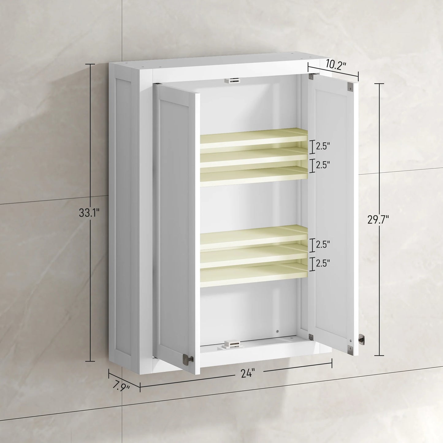 HOMCOM Bathroom Wall Cabinet Medicine Cabinet with Adjustable Shelves White