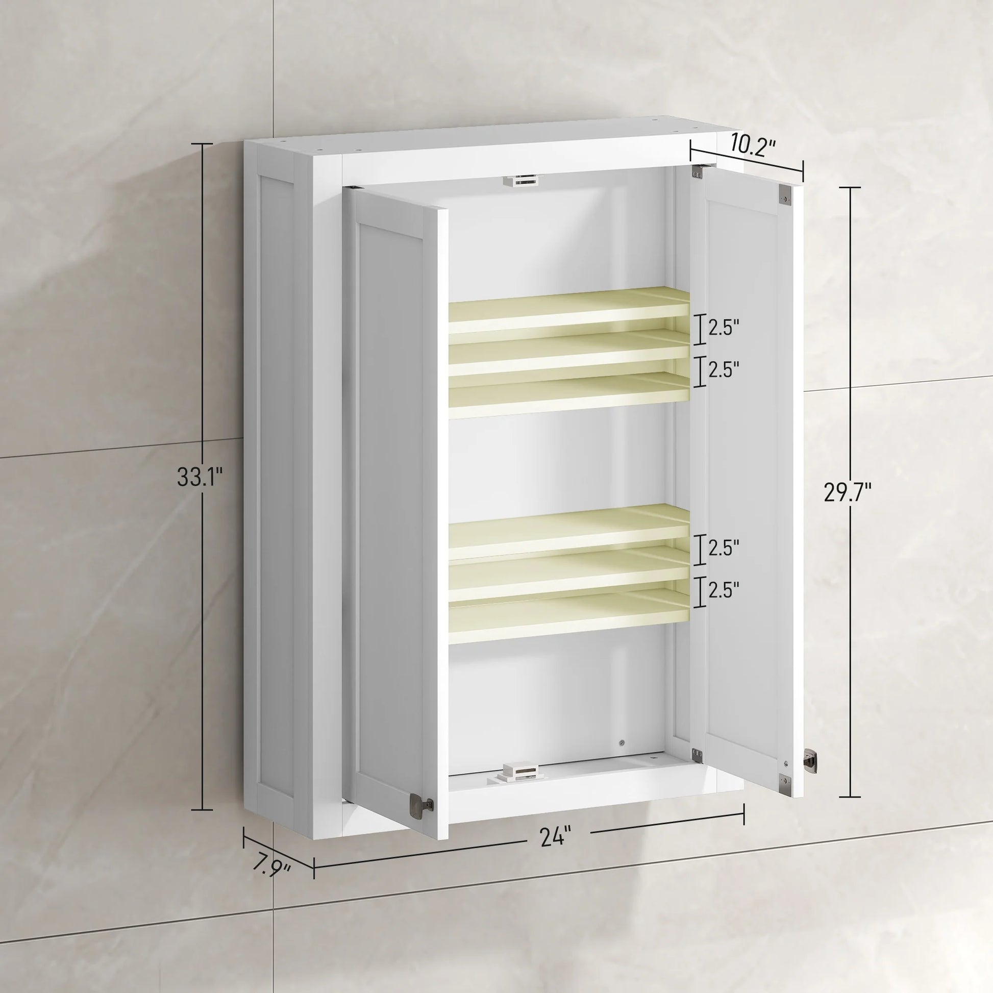 HOMCOM Bathroom Wall Cabinet Medicine Cabinet with Adjustable Shelves White