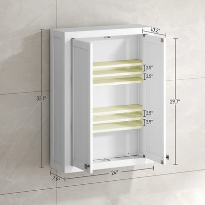 HOMCOM Bathroom Wall Cabinet Medicine Cabinet with Adjustable Shelves White