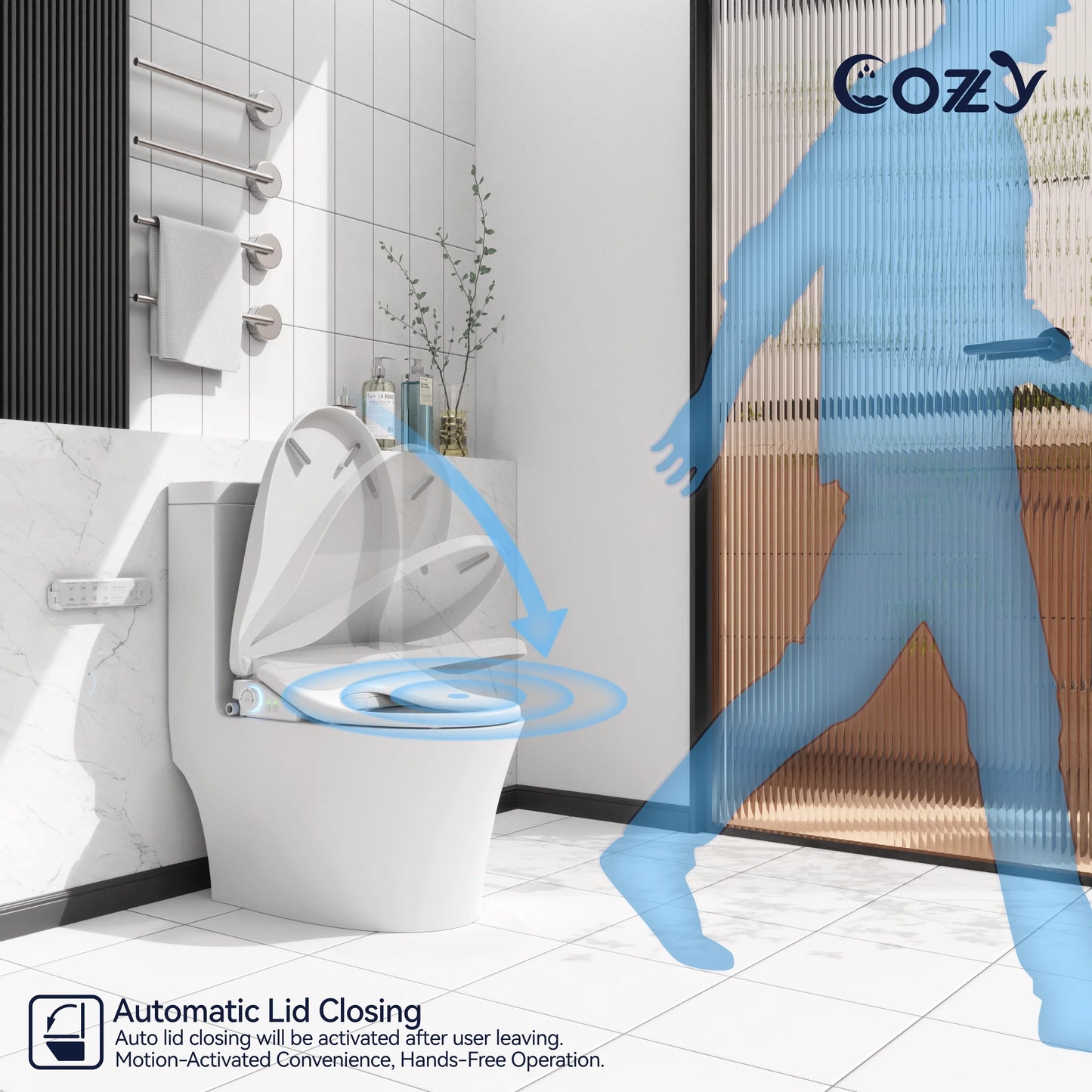 COZY Electric Bidet Toilet Seat, 15.4 x 19.9 Inch, Adjustable Bidet Toilet Seats