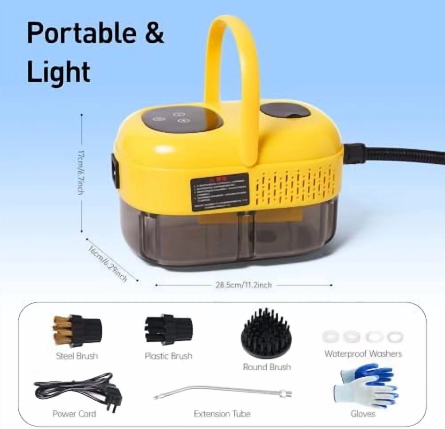 2500W Portable Steam Cleaner, Steam Shot Cleaner Handheld Steamer for Car Detailing, High Heat Cleaning Machine with Brush Heads for Bed Bugs Furniture Kitchen Bathroom Grout and Tile