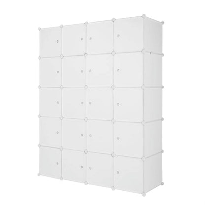 20 Cube Wardrobe Closet Portable Cube Storage with Doors & Hanging Baby Wardrobe Children Cabinet Plastic