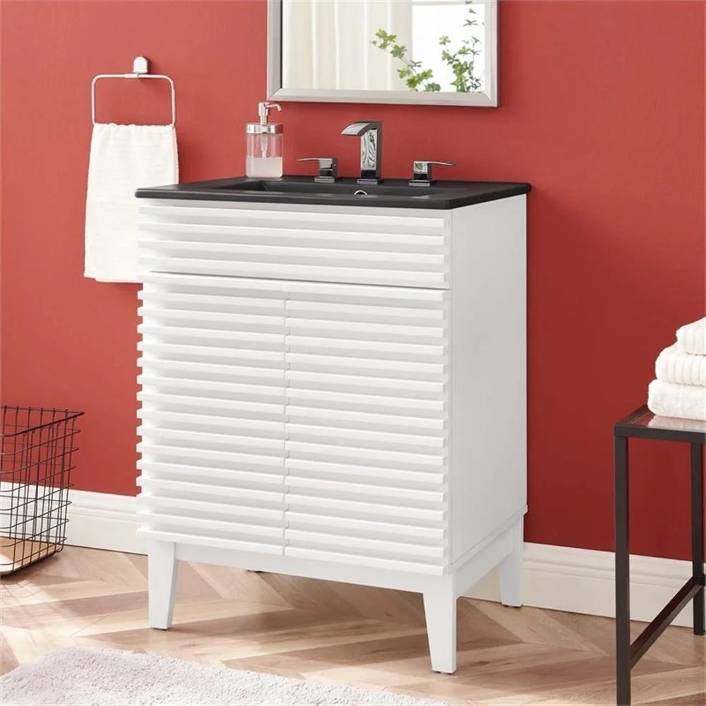Modway Render 24" Bathroom Vanity in White Black