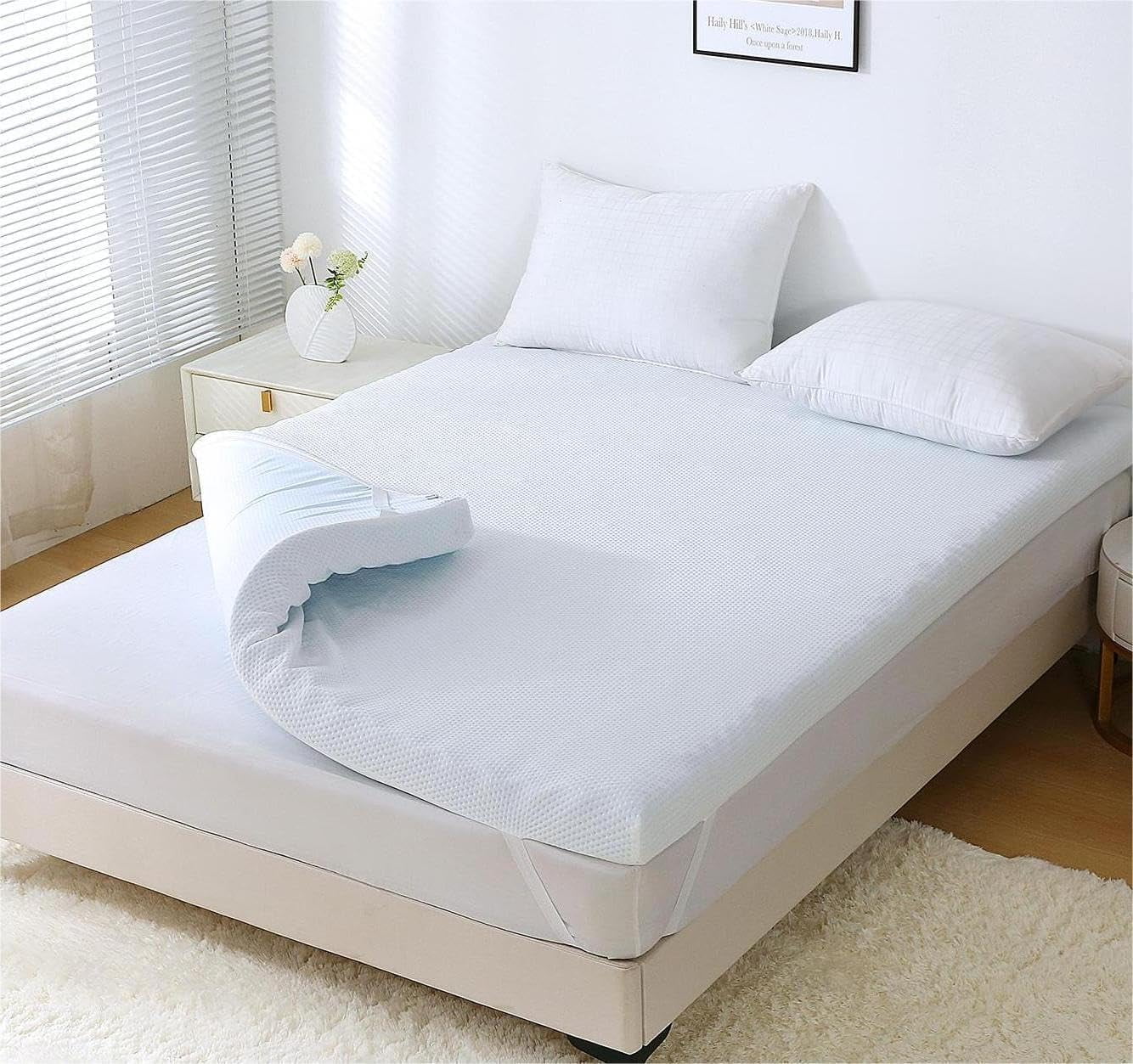 3 Inch Full Size Mattress Topper, 7-Zone Cooling Gel Infused Mattress Topper, Egg Crate Foam Bed Pad, CertiPUR-US and Oeko-TEX Certification (54"75", Lavender)