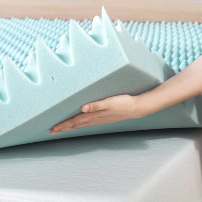 Mellow 4" Cooling Gel Egg Crate Memory Foam Mattress Topper, Queen