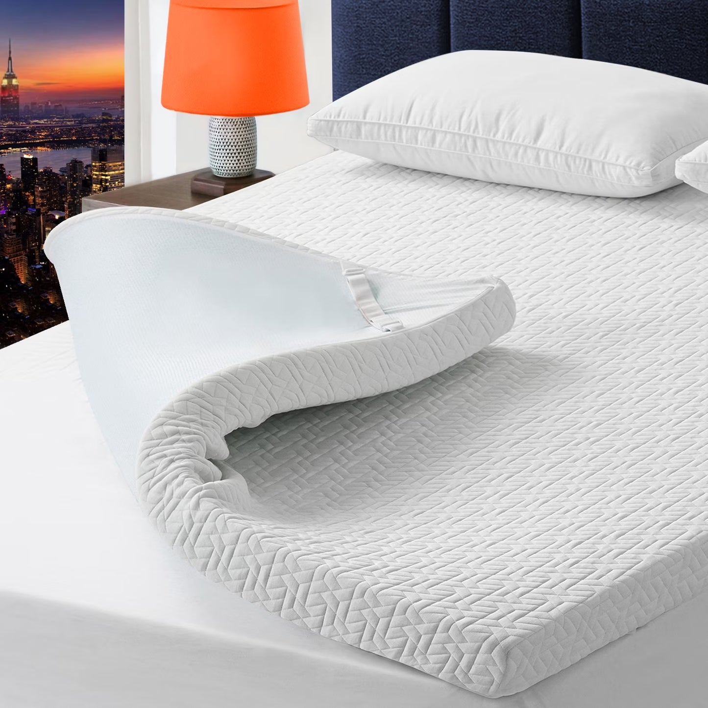 BedLuxury 3" Gel Memory Foam Mattress Topper, King Size - High Density