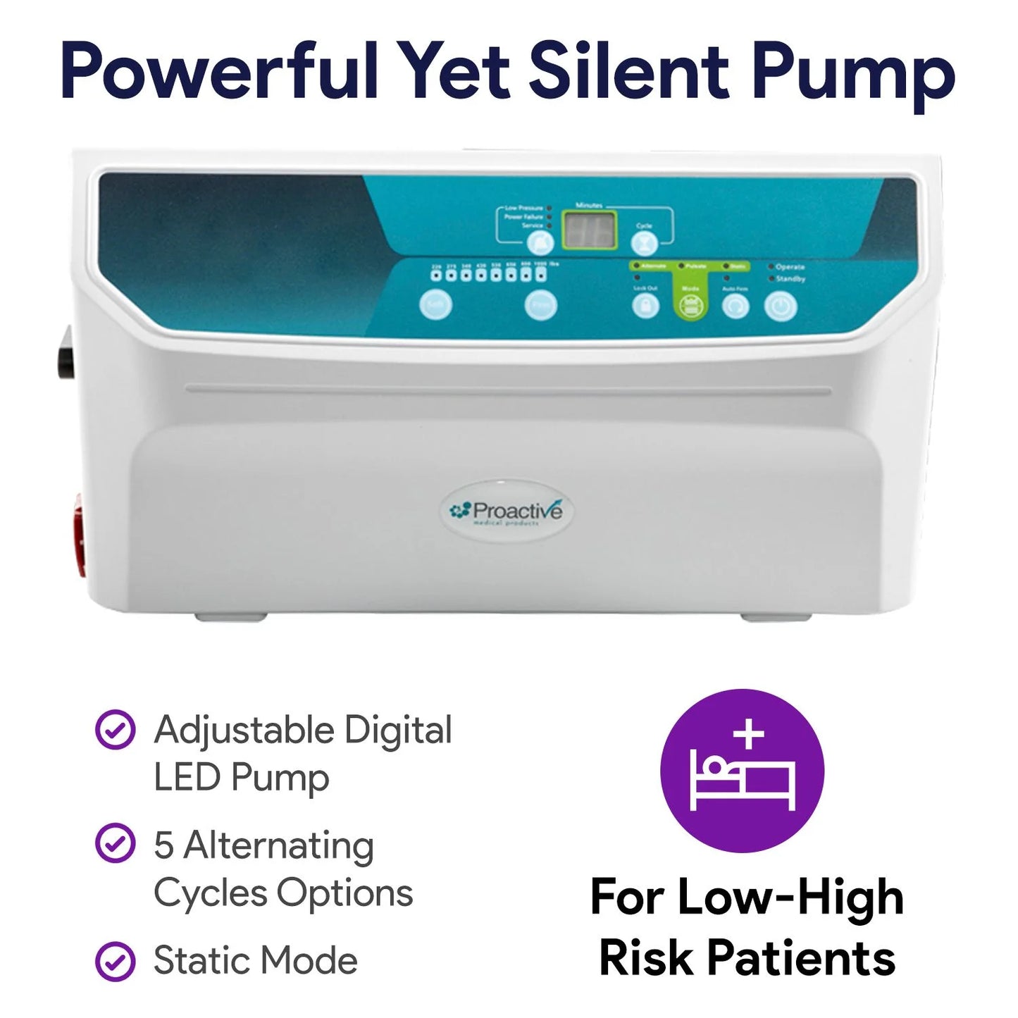 Proheal Bariatric Low Air Loss Alternating Pressure Air Mattress with Pump & Side Air Bolsters - Stages I-IV 36° x 80° x 8/11"